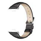 For Huawei Watch Fit3 MIJOBS Slim Genuine Leather Watch Band(Black Silver) - 2