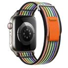 For Apple Watch SE 2023 44mm Dual-Section Loop Nylon Watch Band(Black Rainbow) - 1