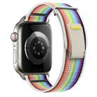 For Apple Watch Series 9 45mm Dual-Section Loop Nylon Watch Band(White Rainbow) - 1