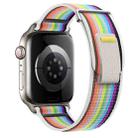 For Apple Watch Series 9 41mm Dual-Section Loop Nylon Watch Band(White Rainbow) - 1