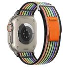 For Apple Watch Ultra 49mm Dual-Section Loop Nylon Watch Band(Black Rainbow) - 1