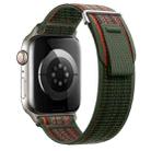 For Apple Watch Series 8 41mm Dual-Section Loop Nylon Watch Band(Dark Fir Green Orange) - 1