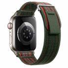For Apple Watch SE 2022 44mm Dual-Section Loop Nylon Watch Band(Dark Fir Green Orange) - 1