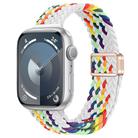 For Apple Watch SE 2023 44mm Slim Magnetic Buckle Nylon Braided Watch Band(Z Pattern White Rainbow) - 1