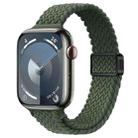 For Apple Watch SE 2023 44mm Slim Magnetic Buckle Nylon Braided Watch Band(Dark Olive Green) - 1