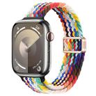 For Apple Watch SE 2023 44mm Slim Magnetic Buckle Nylon Braided Watch Band(Rainbow) - 1