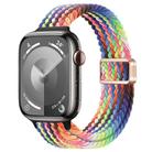 For Apple Watch SE 2023 44mm Slim Magnetic Buckle Nylon Braided Watch Band(Radiant New Rainbow) - 1