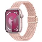 For Apple Watch SE 2023 44mm Slim Magnetic Buckle Nylon Braided Watch Band(Cream Pink Sand) - 1