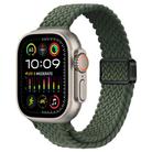 For Apple Watch Ultra 2 49mm Slim Magnetic Buckle Nylon Braided Watch Band(Dark Olive Green) - 1