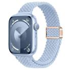 For Apple Watch Series 9 45mm Slim Magnetic Buckle Nylon Braided Watch Band(Light Blue) - 1