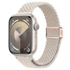 For Apple Watch Series 9 45mm Slim Magnetic Buckle Nylon Braided Watch Band(Starlight) - 1