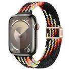 For Apple Watch Series 9 41mm Slim Magnetic Buckle Nylon Braided Watch Band(Z Pattern Black Rainbow) - 1