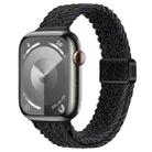 For Apple Watch Series 9 41mm Slim Magnetic Buckle Nylon Braided Watch Band(Black Grey) - 1