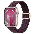 For Apple Watch Series 9 41mm Slim Magnetic Buckle Nylon Braided Watch Band(Crimson Cherry) - 1