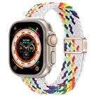 For Apple Watch Ultra 49mm Slim Magnetic Buckle Nylon Braided Watch Band(Z Pattern White Rainbow) - 1