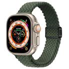 For Apple Watch Ultra 49mm Slim Magnetic Buckle Nylon Braided Watch Band(Dark Olive Green) - 1