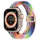 For Apple Watch Ultra 49mm Slim Magnetic Buckle Nylon Braided Watch Band(Radiant New Rainbow) - 1