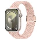 For Apple Watch Series 8 45mm Slim Magnetic Buckle Nylon Braided Watch Band(Starlight Pink) - 1