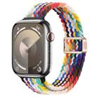 For Apple Watch Series 7 45mm Slim Magnetic Buckle Nylon Braided Watch Band(Rainbow) - 1