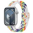 For Apple Watch SE 44mm Slim Magnetic Buckle Nylon Braided Watch Band(Z Pattern White Rainbow) - 1