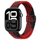 For Apple Watch Series 10 42mm Slim Magnetic Buckle Nylon Braided Watch Band(Z Pattern Black Red) - 1