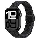 For Apple Watch Series 10 42mm Slim Magnetic Buckle Nylon Braided Watch Band(Black Grey) - 1