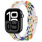 For Apple Watch Series 10 46mm Slim Magnetic Buckle Nylon Braided Watch Band(Z Pattern White Rainbow) - 1