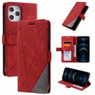 For iPhone 12 Pro Max Skin Feel Splicing Horizontal Flip Leather Case with Holder & Card Slots & Wallet & Photo Frame(Red) - 1