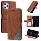 For iPhone 12 Pro Max Skin Feel Splicing Horizontal Flip Leather Case with Holder & Card Slots & Wallet & Photo Frame(Brown) - 1