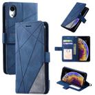 For iPhone XR Skin Feel Splicing Horizontal Flip Leather Case with Holder & Card Slots & Wallet & Photo Frame(Blue) - 1