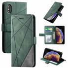 For iPhone XR Skin Feel Splicing Horizontal Flip Leather Case with Holder & Card Slots & Wallet & Photo Frame(Green) - 1