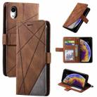 For iPhone XR Skin Feel Splicing Horizontal Flip Leather Case with Holder & Card Slots & Wallet & Photo Frame(Brown) - 1