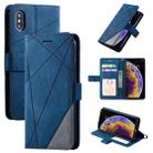 For iPhone XS Max Skin Feel Splicing Horizontal Flip Leather Case with Holder & Card Slots & Wallet & Photo Frame(Blue) - 1