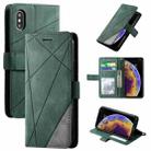 For iPhone XS Max Skin Feel Splicing Horizontal Flip Leather Case with Holder & Card Slots & Wallet & Photo Frame(Green) - 1