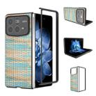 For Xiaomi Mix Fold 4 Black Frame Color Lattice Texture PU Phone Case(Blue) - 1