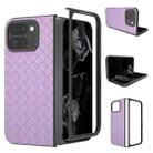 For Google Pixel 9 Pro Fold Black Frame Woven Texture PU Phone Case(Purple) - 1