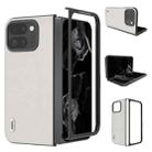 For Google Pixel 9 Pro Fold ABEEL Genuine Leather Wave Black Edge Phone Case(Grey) - 1