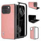 For Google Pixel 9 Pro Fold ABEEL Genuine Leather Wave Black Edge Phone Case(Pink) - 1