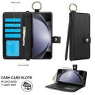 For Samsung Galaxy Z Fold4 Solid Color Wristband Ring RFID Leather Phone Case with Lanyard(Black) - 3