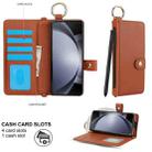 For Samsung Galaxy Z Fold4 Solid Color Wristband Ring RFID Leather Phone Case with Lanyard(Brown) - 3