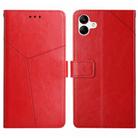 For Samsung Galaxy A06 5G Y-shaped Pattern Flip Leather Phone Case(Red) - 1