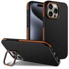 For iPhone 13 Pro Carbon Fiber Texture Lens Holder TPU Phone Case(Orange) - 1