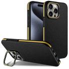 For iPhone 13 Pro Carbon Fiber Texture Lens Holder TPU Phone Case(Yellow) - 1