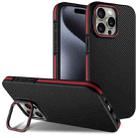 For iPhone 14 Pro Carbon Fiber Texture Lens Holder TPU Phone Case(Red) - 1