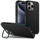 For iPhone 14 Pro Carbon Fiber Texture Lens Holder TPU Phone Case(Green) - 1