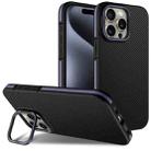 For iPhone 14 Pro Carbon Fiber Texture Lens Holder TPU Phone Case(Purple) - 1