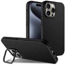 For iPhone 14 Pro Max Carbon Fiber Texture Lens Holder TPU Phone Case(Black) - 1