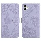 For Samsung Galaxy A06 5G Skin Feel Butterfly Embossed Flip Leather Phone Case(Purple) - 1