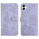 For Samsung Galaxy A07 5G Skin Feel Butterfly Embossed Flip Leather Phone Case(Purple) - 1