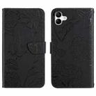 For Samsung Galaxy A07 5G Skin Feel Butterfly Embossed Flip Leather Phone Case(Black) - 1